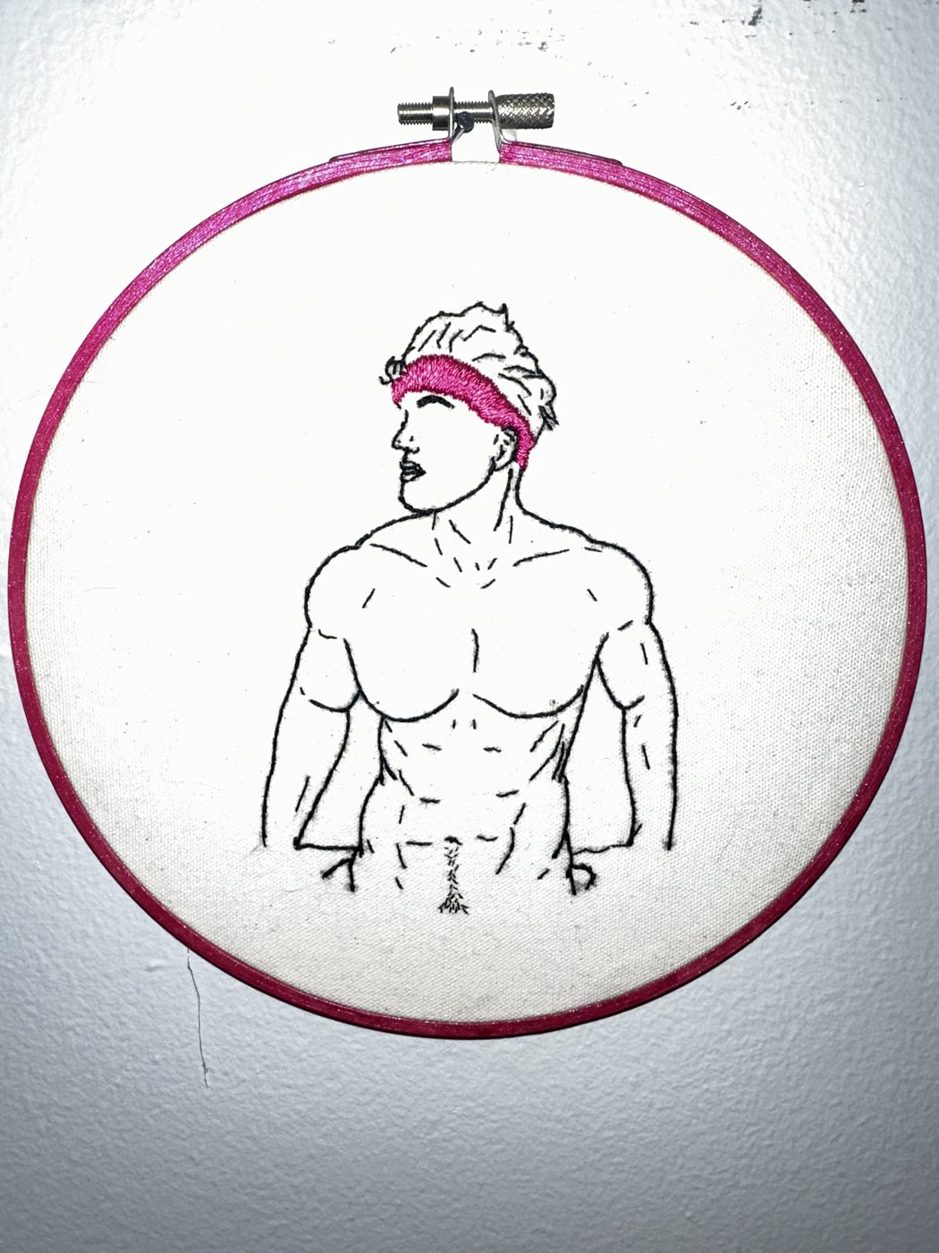Pink Headband, hand embroidery by Sew_Kinky_Threads