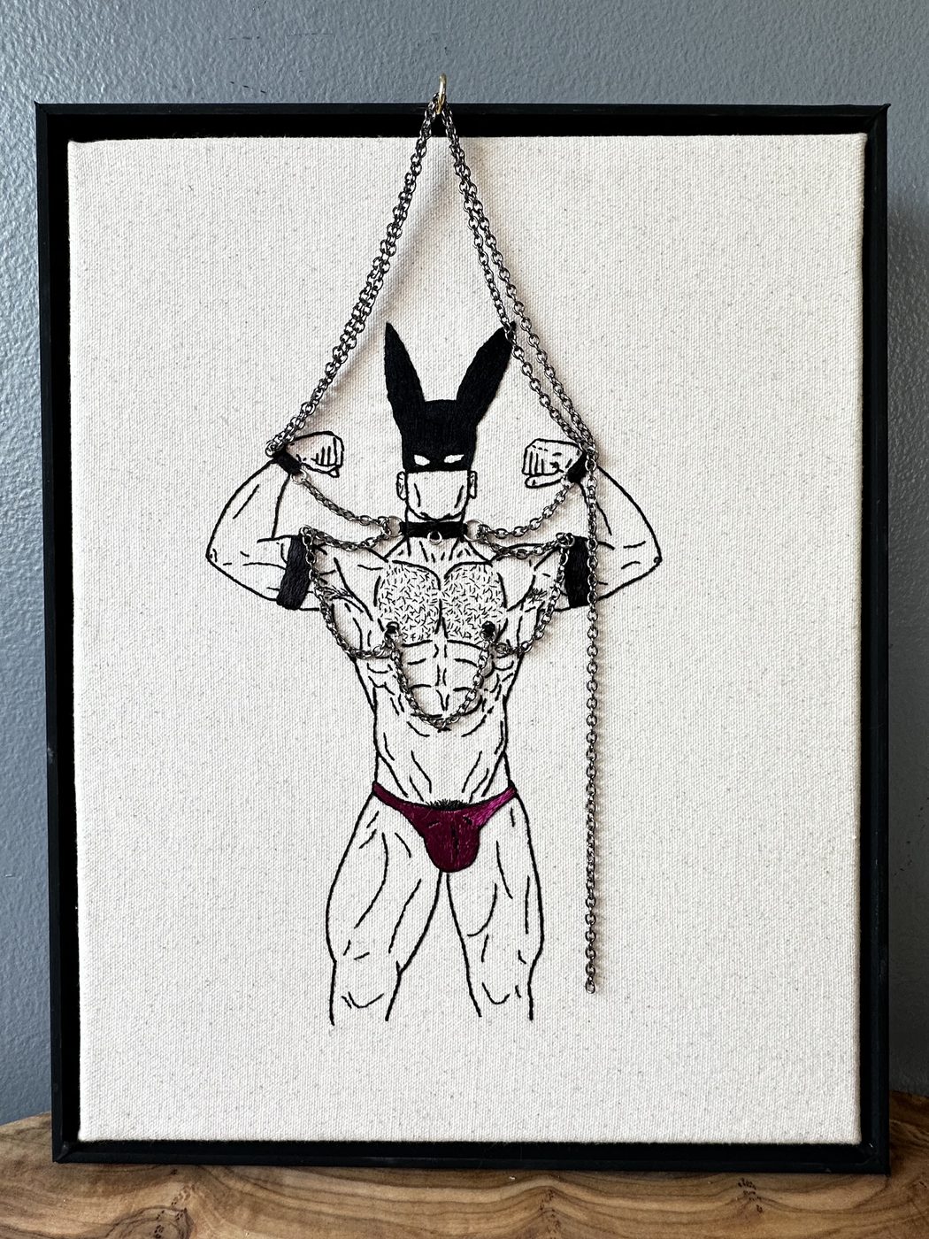 Bad Bunny, hand embroidery by Sew_Kinky_Threads