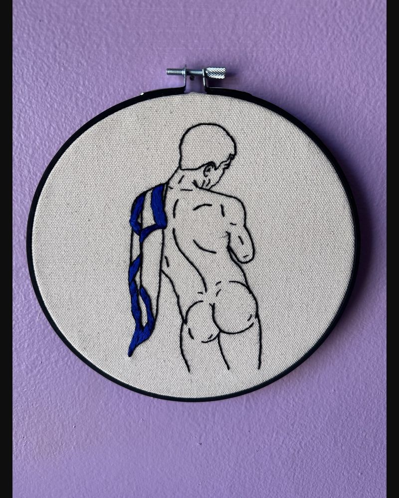Blue Brief Recline, hand embroidery by Sew_Kinky_Threads