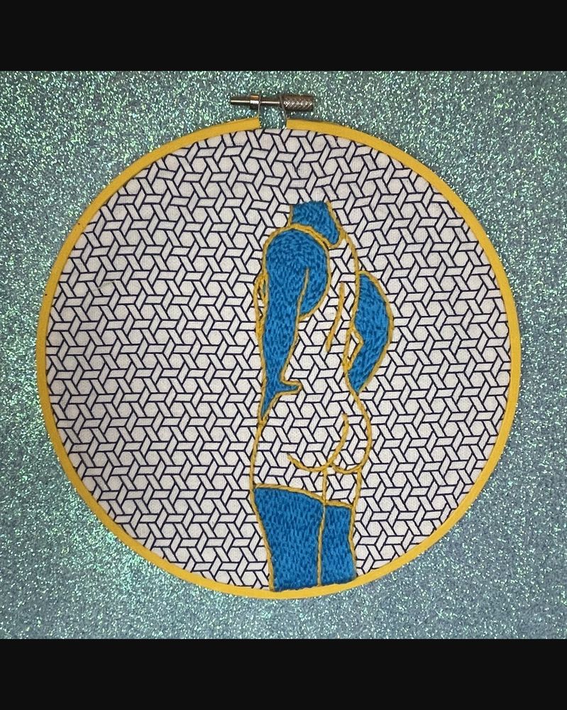 Blue Silhouette, hand embroidery by Sew_Kinky_Threads