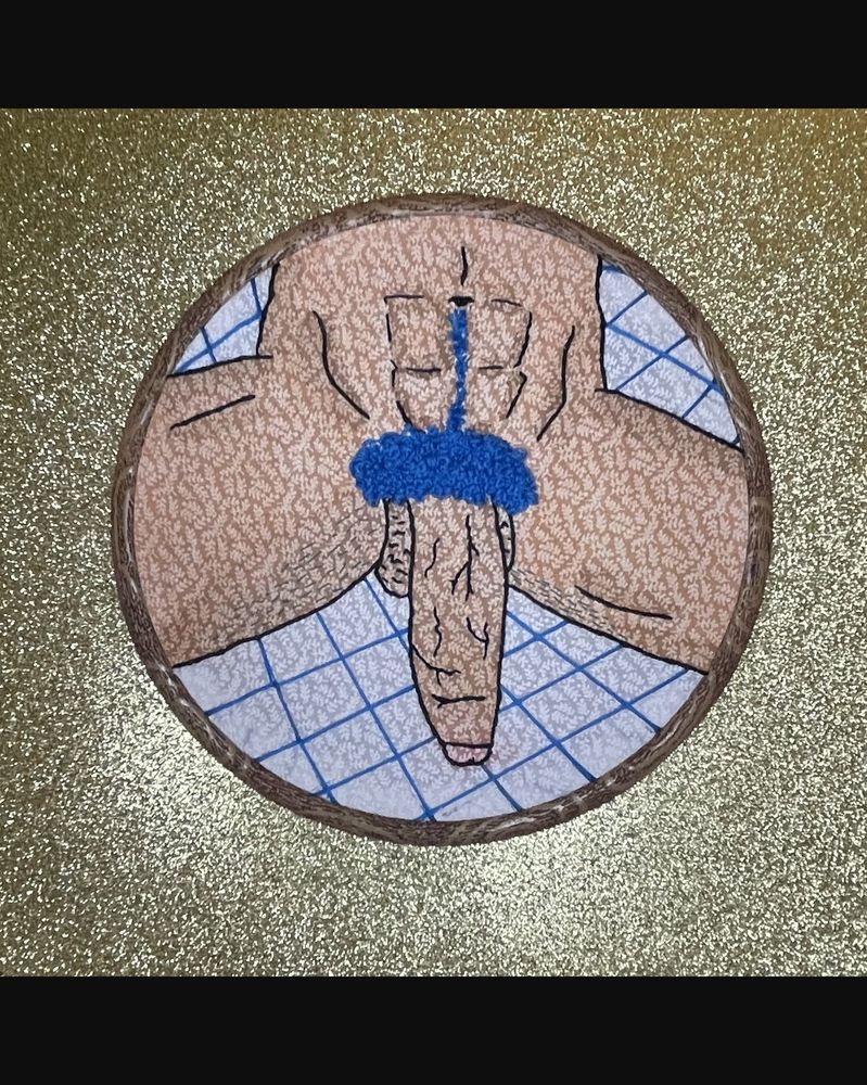 Blue Tile, hand embroidery by Sew_Kinky_Threads