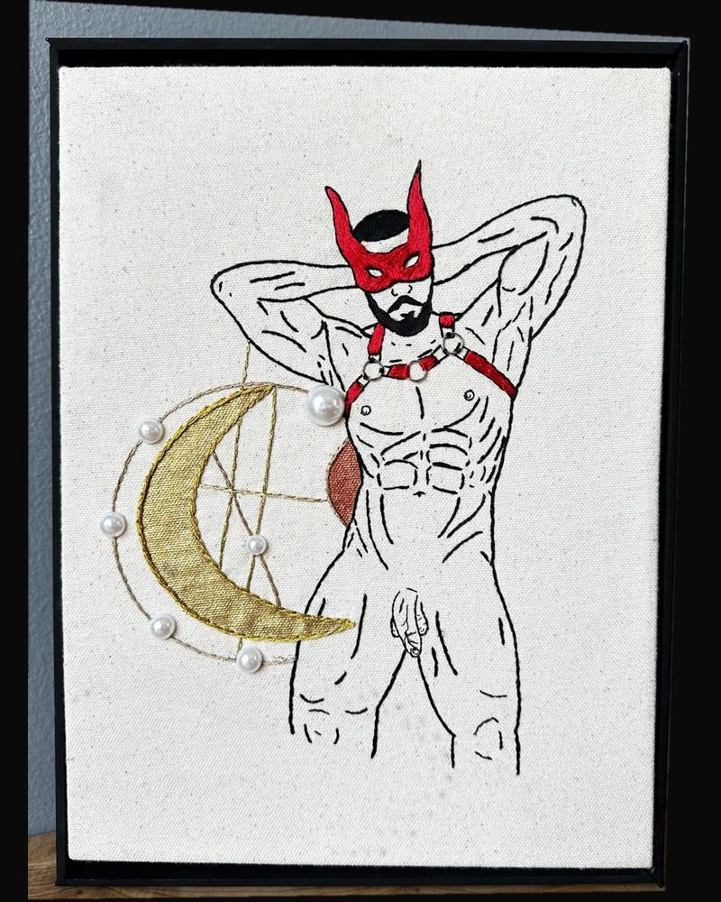 Devil, hand embroidery by Sew_Kinky_Threads