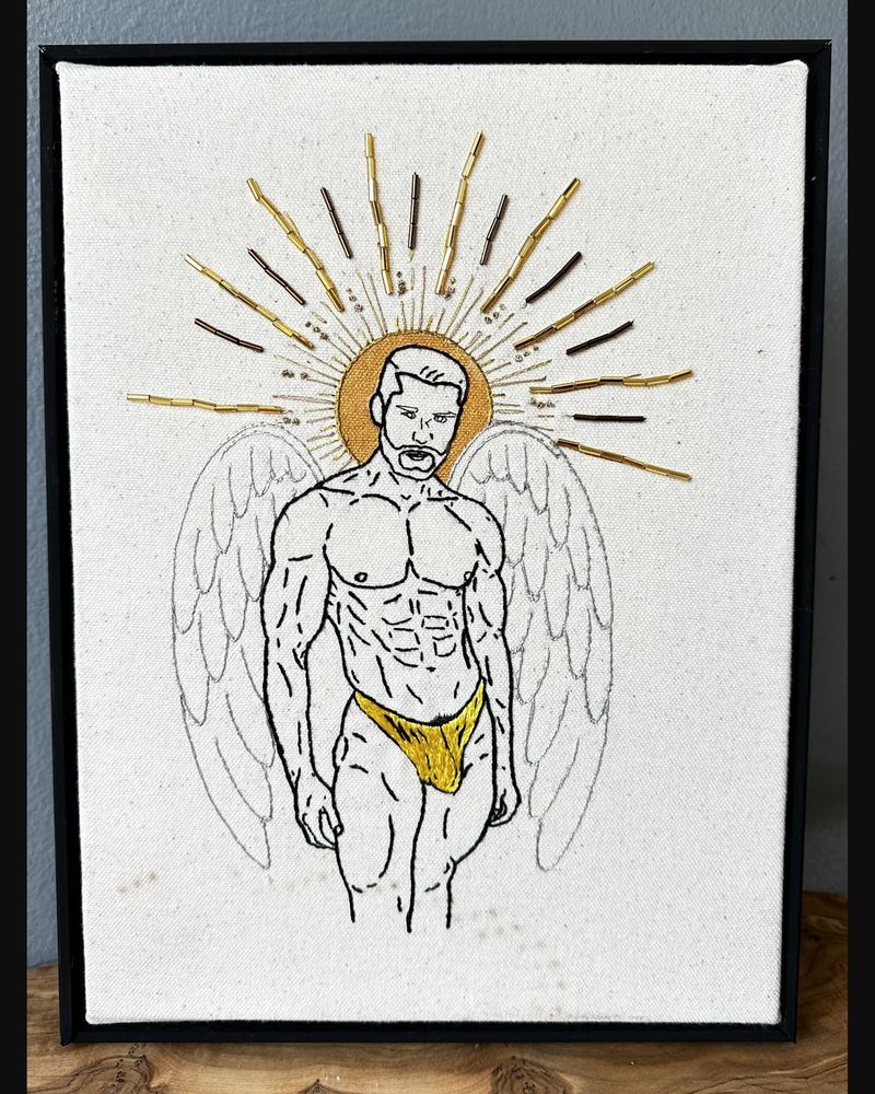 Angel, hand embroidery by Sew_Kinky_Threads