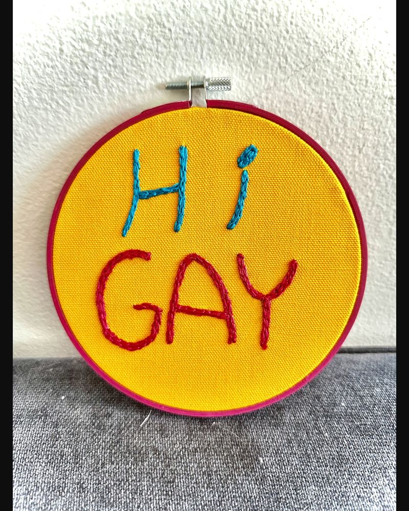 Hi Gay, hand embroidery by Sew_Kinky_Threads