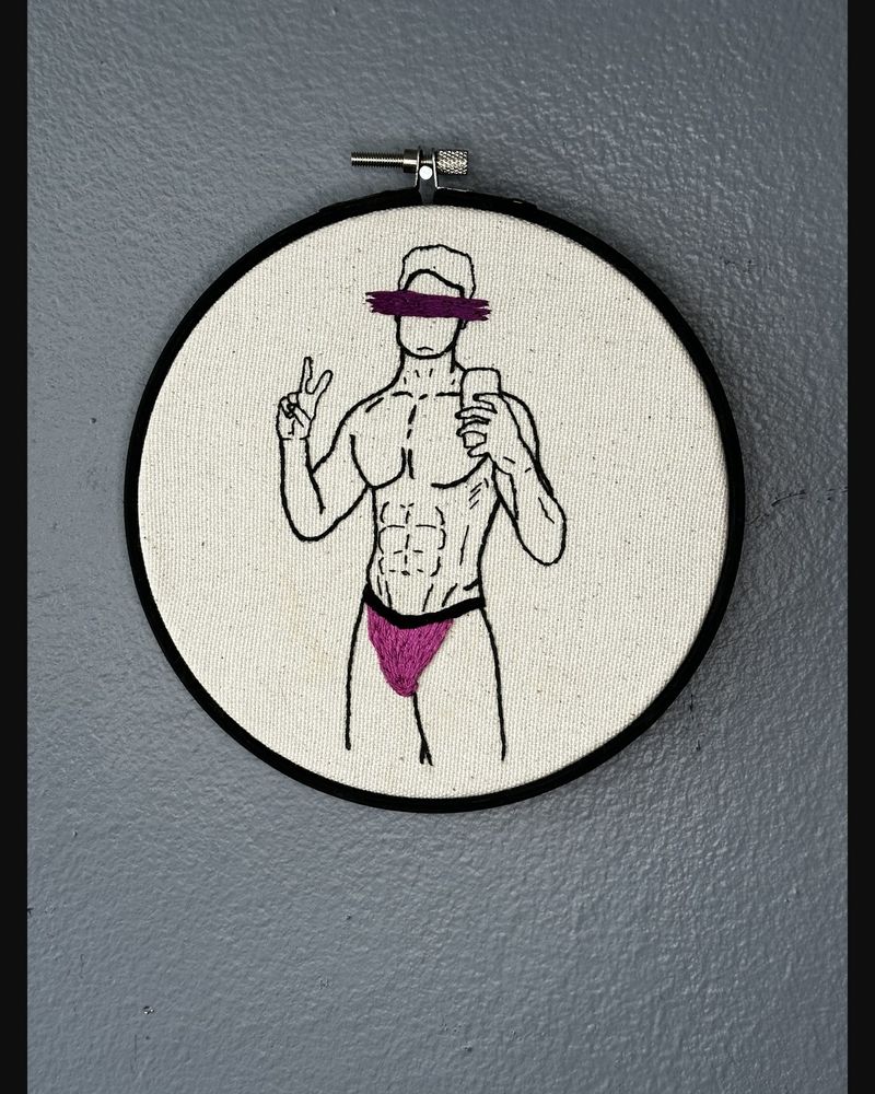 Magenta Mask, hand embroidery by Sew_Kinky_Threads