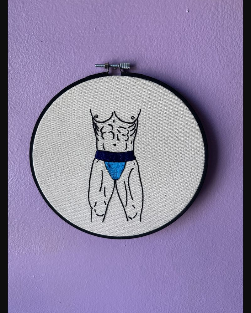 Navy Waistband, hand embroidery by Sew_Kinky_Threads