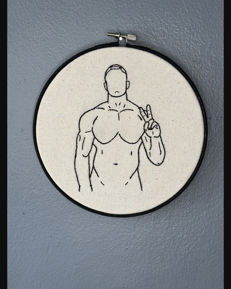 Peace Sign, Uncolored, hand embroidery by Sew_Kinky_Threads