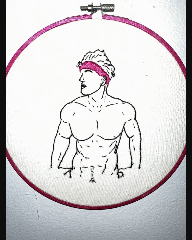 Pink Headband, hand embroidery by Sew_Kinky_Threads
