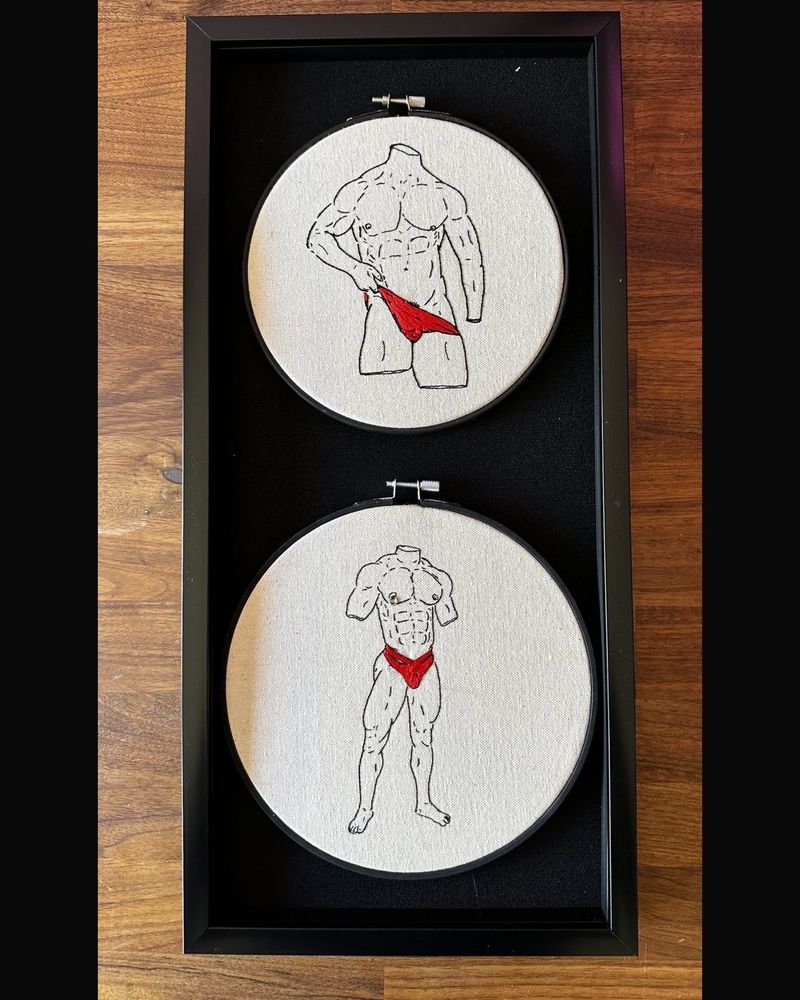 Statues, hand embroidery by Sew_Kinky_Threads