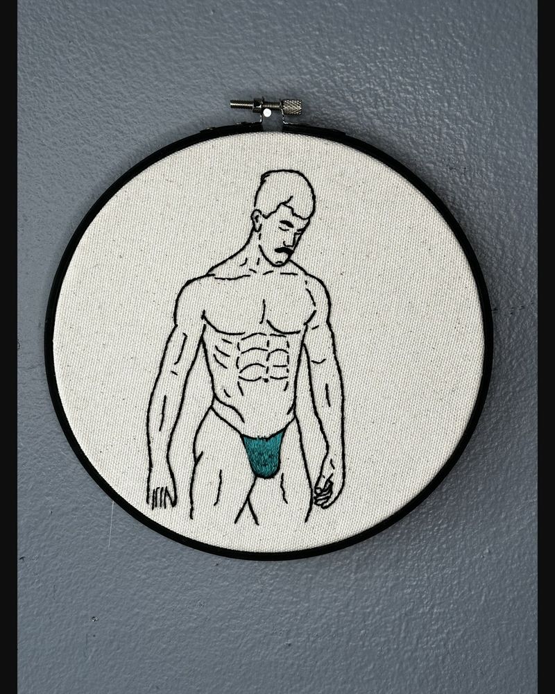 Teal Recline, hand embroidery by Sew_Kinky_Threads